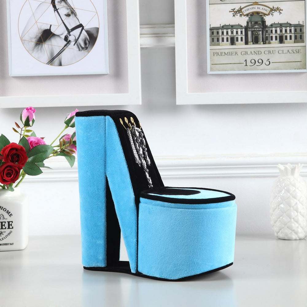 Turquoise Velvet High Heel Jewelry Box