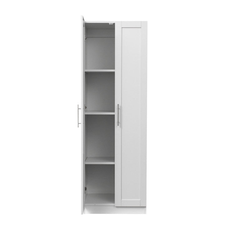 Stylish White Storage Cabinet with Dual Doors and Dividers