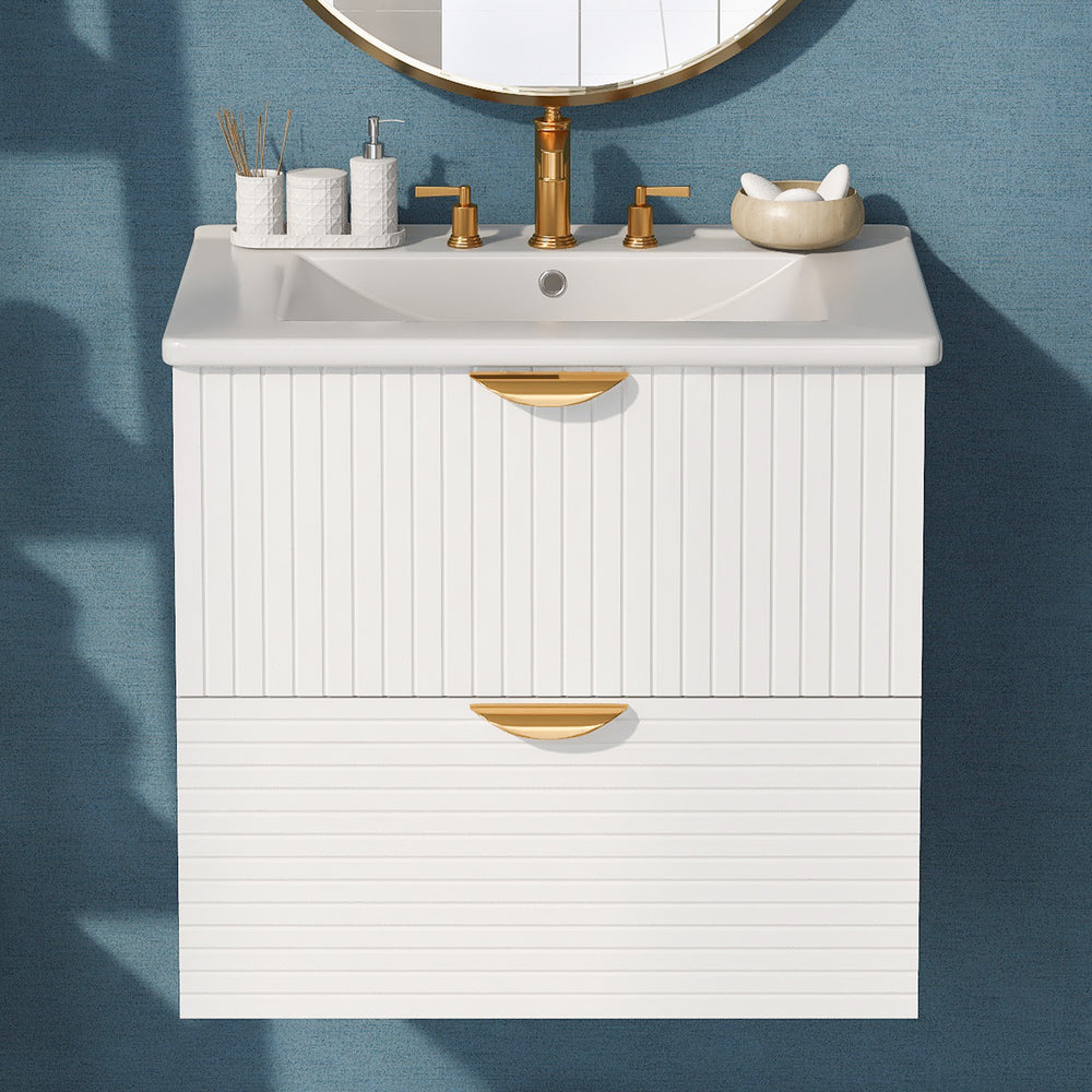 Sleek White Wall-Mounted Vanity for Small Spaces