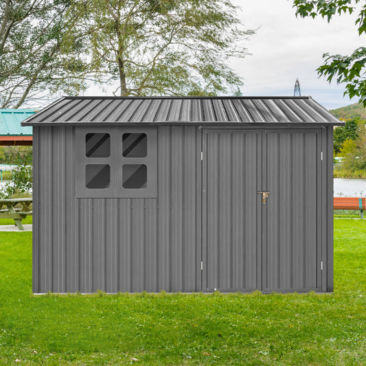 Charming Grey Garden Shed with Window