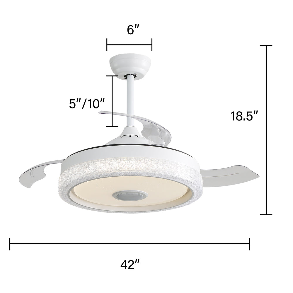 Smart Invisible Ceiling Fan with Remote and LED Light