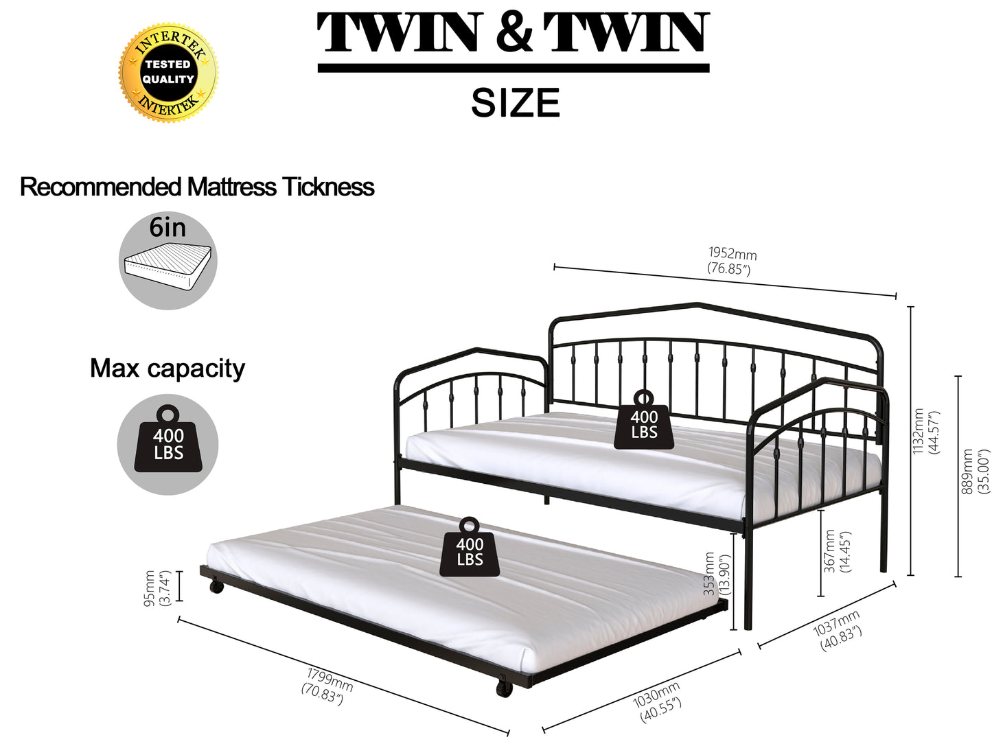 Fox Twin Daybed with Trundle - White Bliss