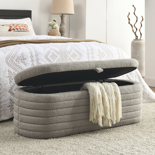 Cozy Grey Storage Ottoman Bench