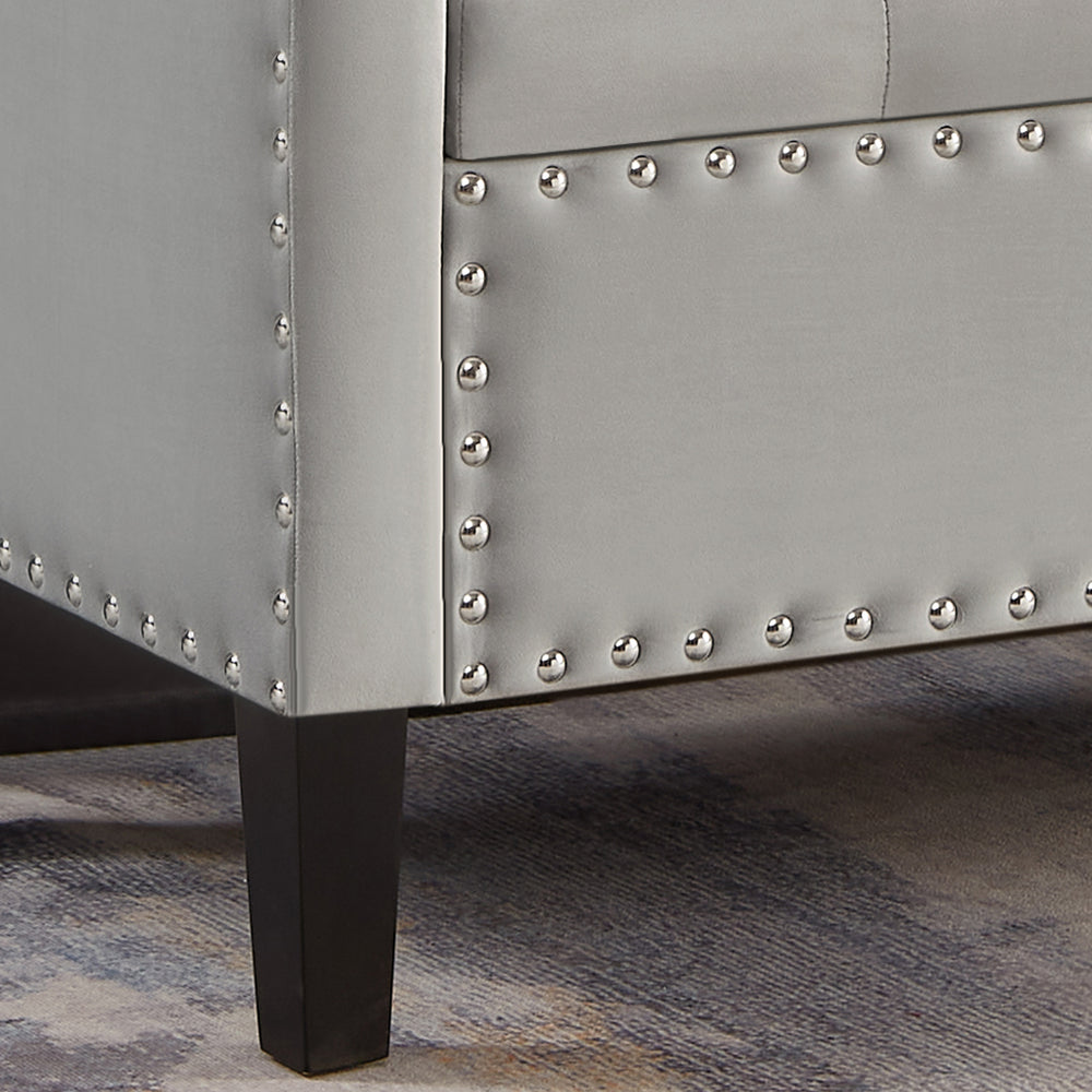 Cozy Gray Storage Bench with Armrests