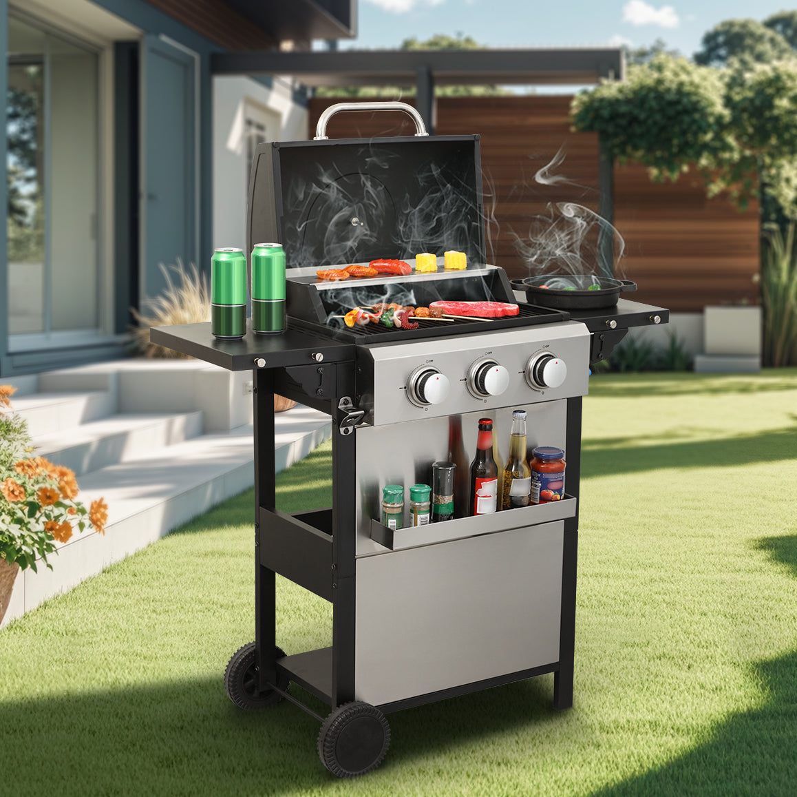 Ultimate Outdoor BBQ Grill With Side Table