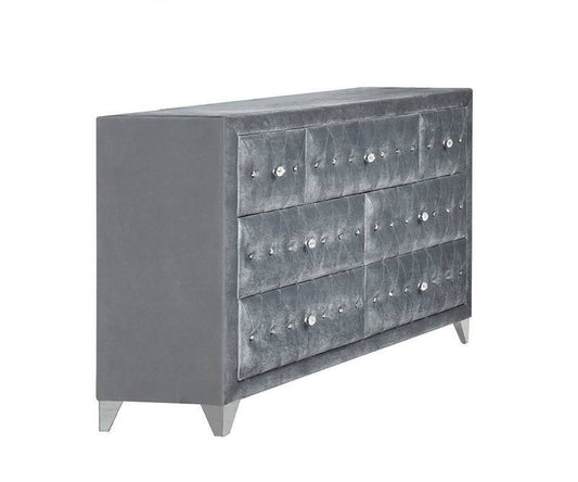 Chic Gray Velvet Dante Dresser