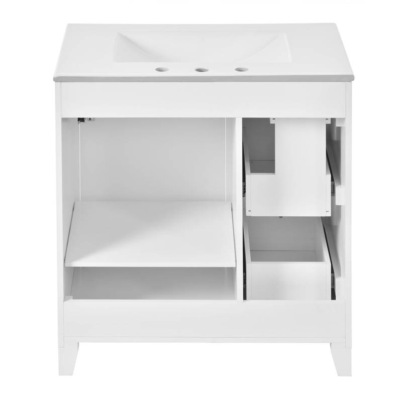 Chic Bathroom Vanity with Ceramic Sink & Smart Storage