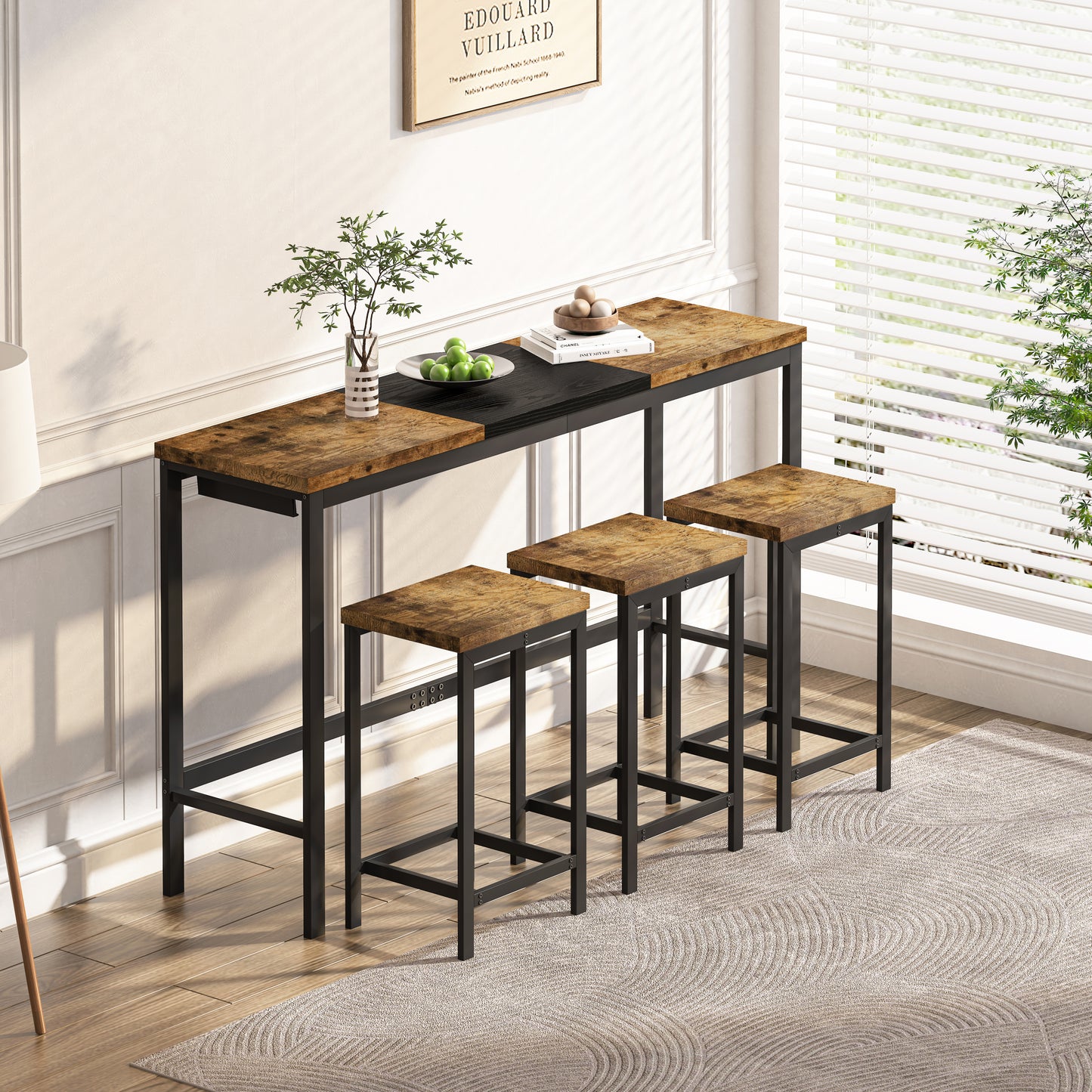 Chic Bistro Dining Set with Stools