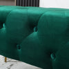 Velvet Glam Bench in Green with Gold Legs