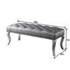 Chic Gray Tufted Bench with Nailhead Accent