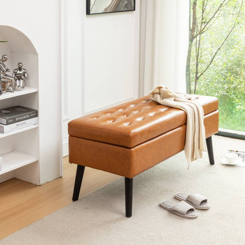 Stylish Leather Storage Bench