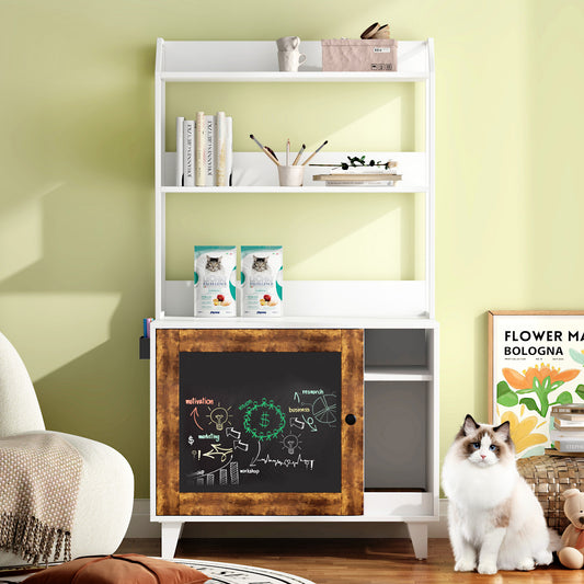 Stylish Cat Litter Box Hideaway with Storage Shelves