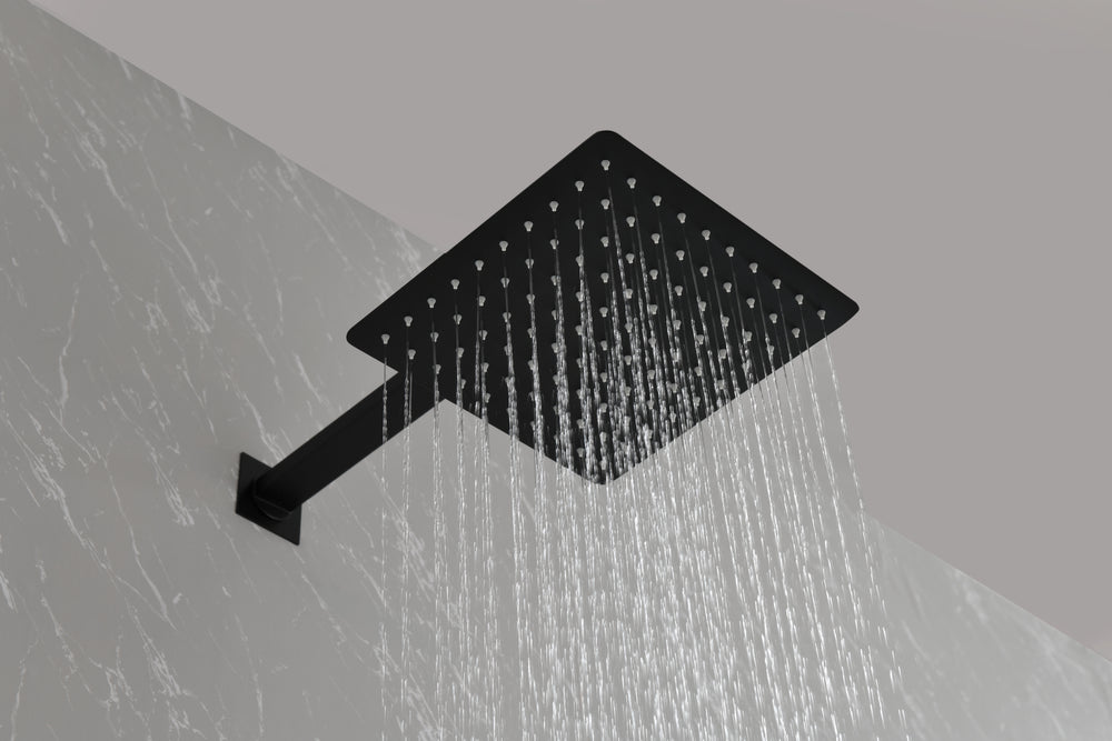 Luxury Matte Black Rainfall Shower Set with Body Jets and Handheld Wand