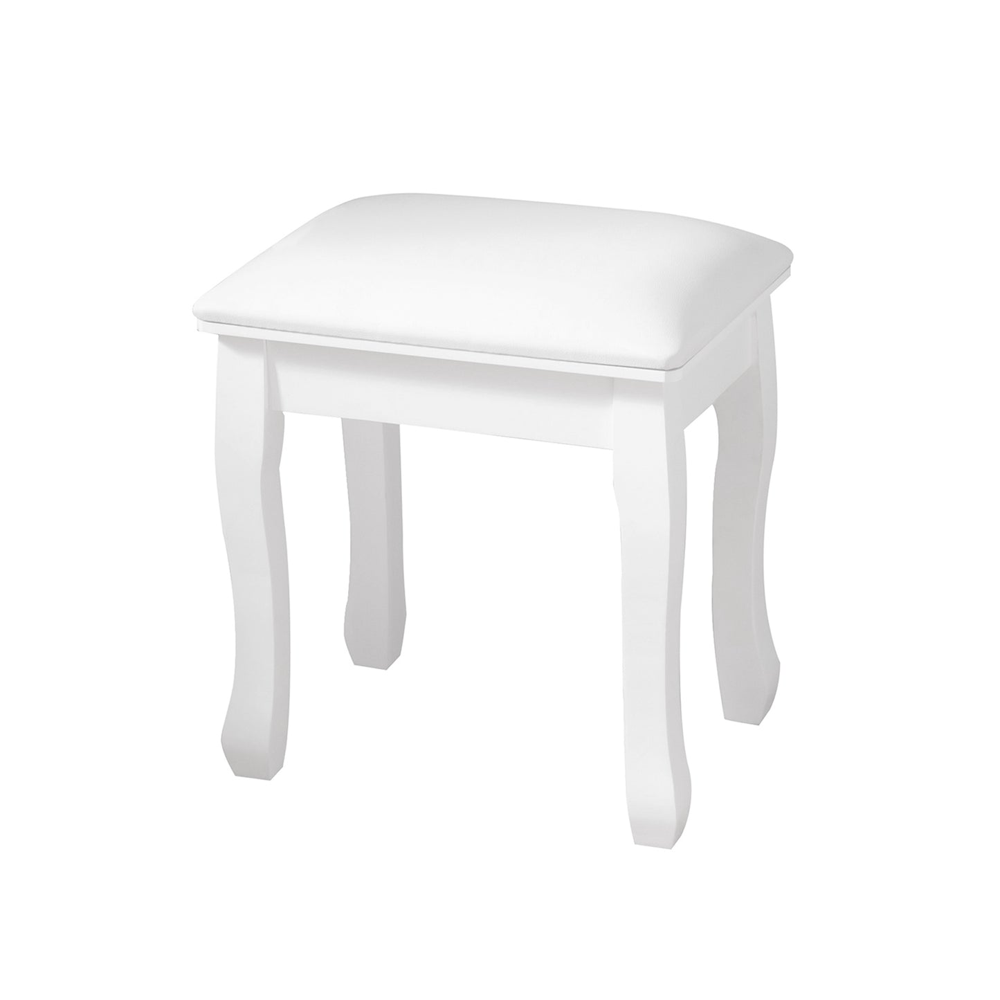 Chic White Makeup Stool with Cozy Cushion