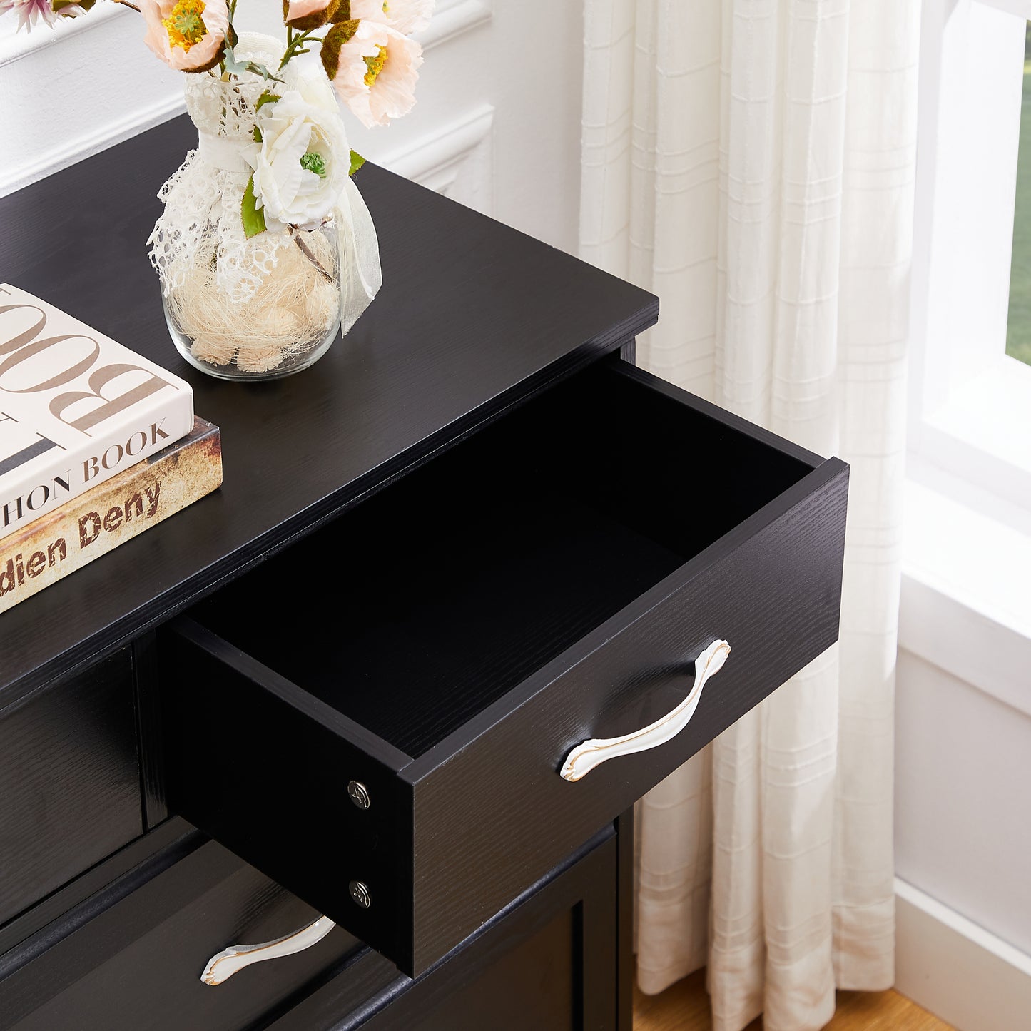 Charming Black 9-Drawer Dresser for Kids & Living Spaces