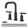 Sleek Matte Black Widespread Bathroom Faucet with Pop-Up Drain