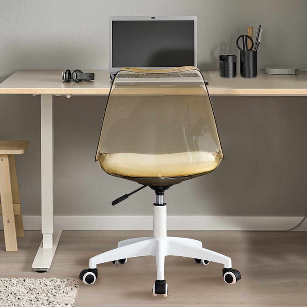 Swivel Comfort: Stylish Armless Desk Chair in Amber Brown