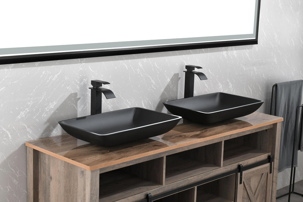 Sleek Black Vessel Sink Set