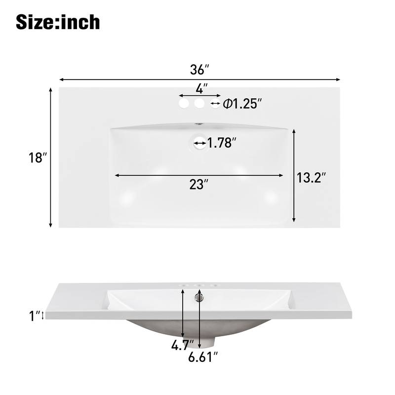 Chic Resin Vanity Sink with Three Faucet Holes