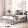 Chic Grey Twin Platform Bed with Storage Drawers