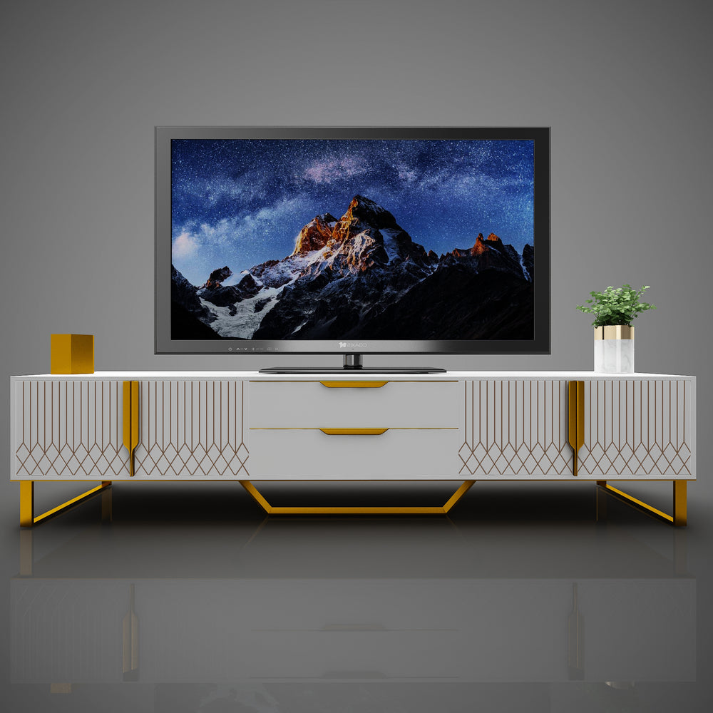 Stylish Carved TV Stand with Ample Storage