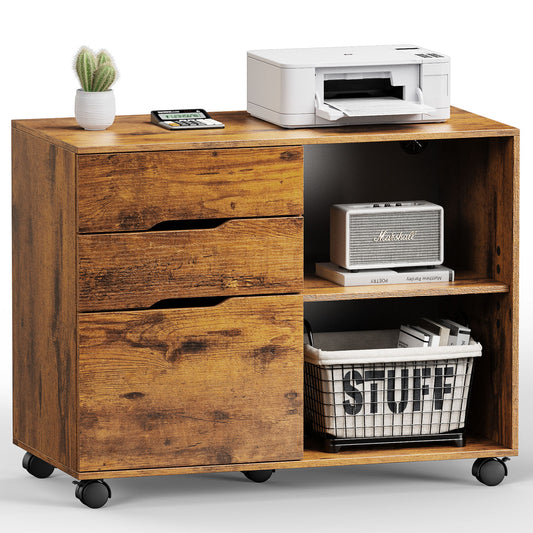 Sweetcrispy Mobile Filing Cabinet with Open Shelves