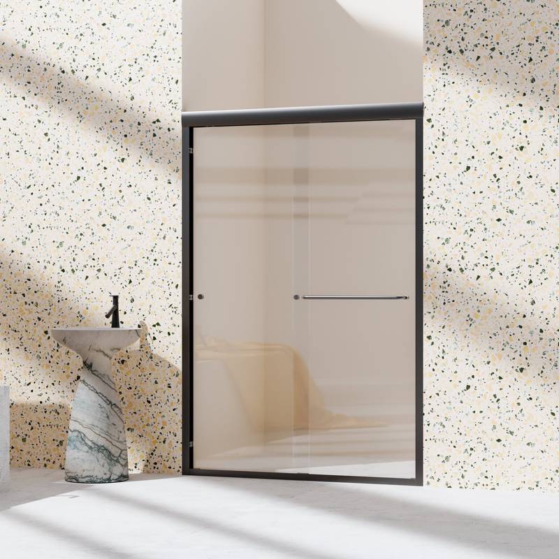 Matte Black Semi-Framed Double Sliding Shower Door