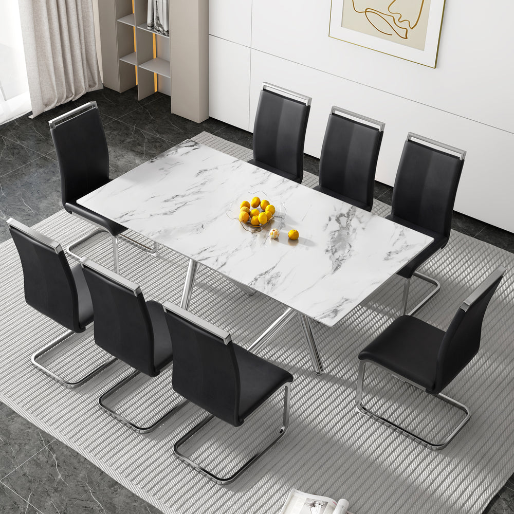 Sleek Marble Dining Table with Silver Legs for Stylish Gatherings