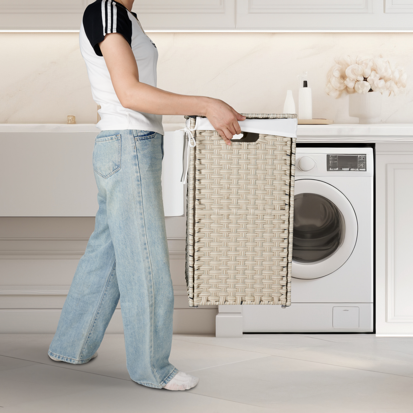 Stylish Grey Laundry Hamper with Removable Bags