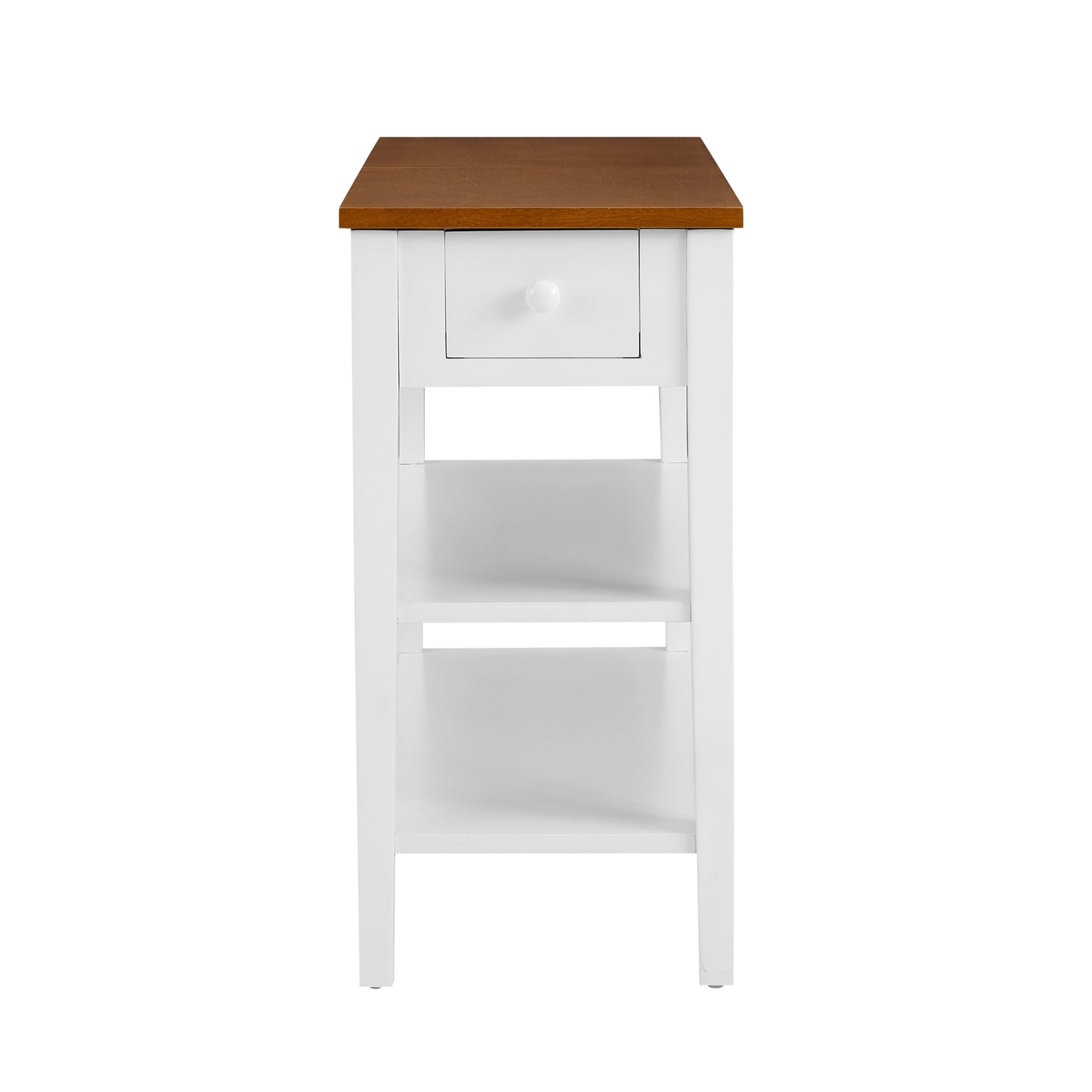 Chic USB Charging End Table in Two-Tone Wood