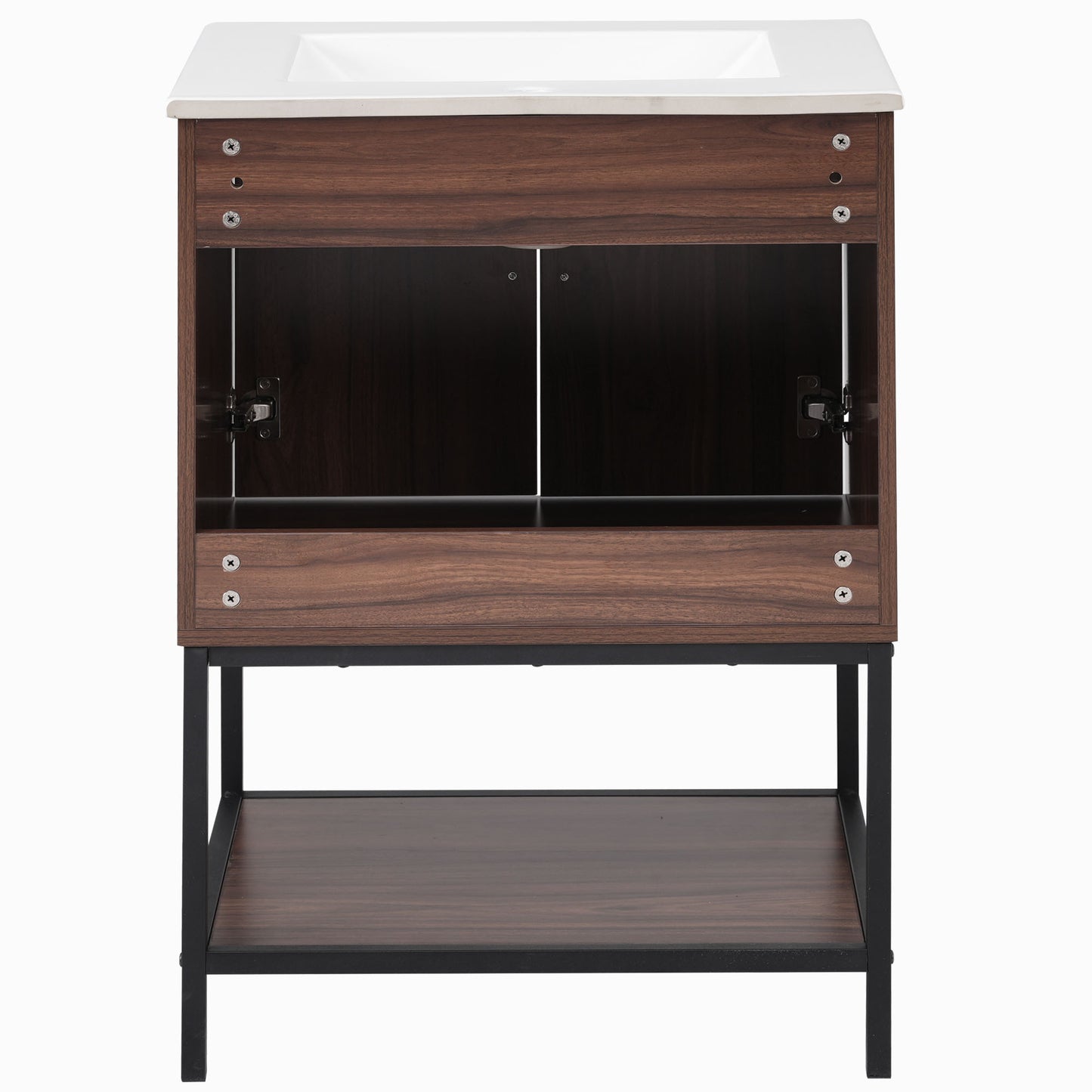 Chic Walnut Bathroom Vanity with Soft-Close Doors