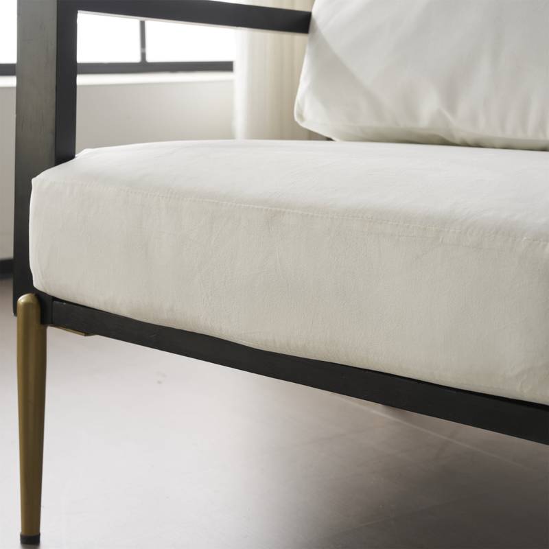 Chic White Accent Armchair with Gold Legs