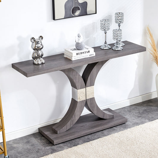 Chic Gray Wood Foyer Table