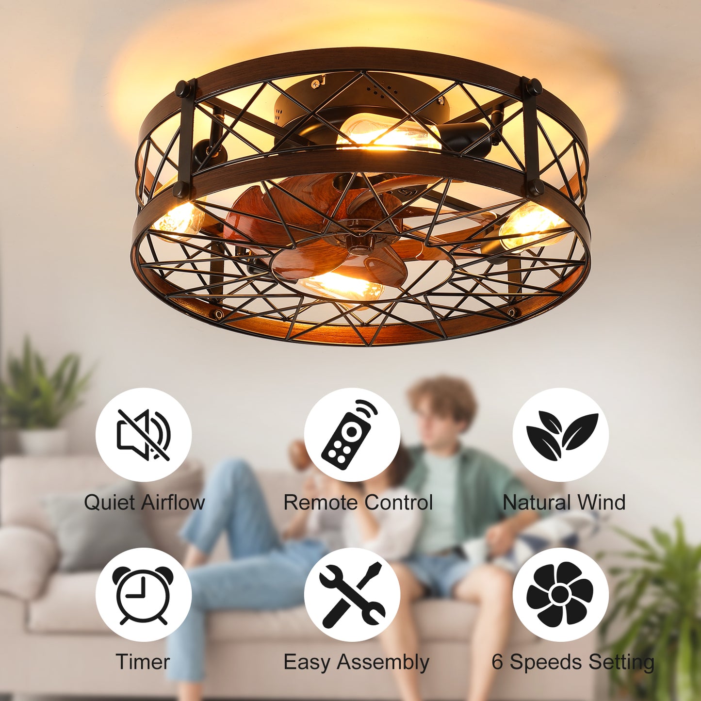 Chic Caged Ceiling Fan & Light Combo