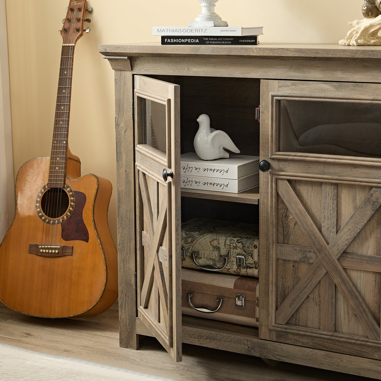 Stylish Gray Wine & Buffet Cabinet