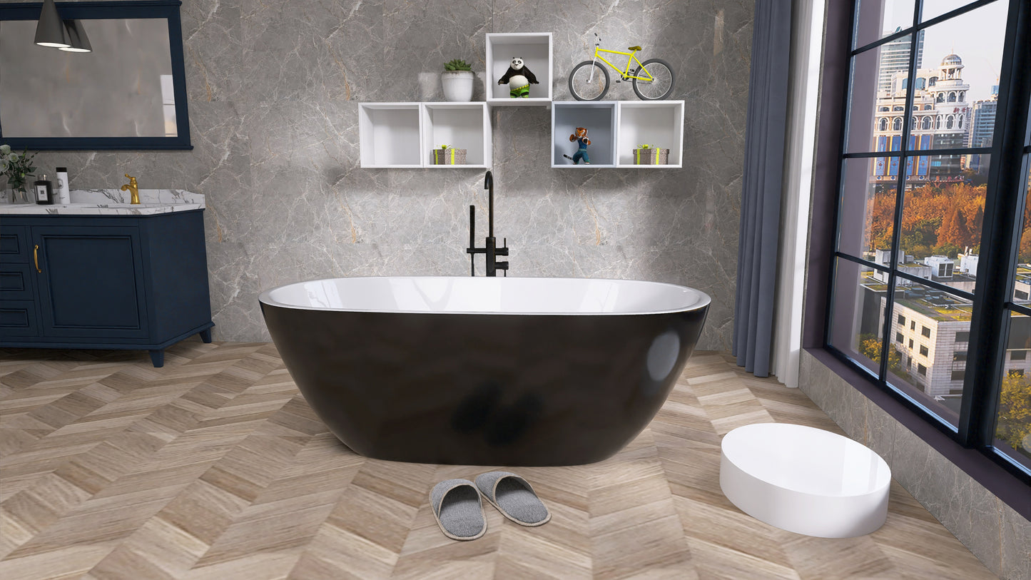 Elegant Oval Freestanding Soaking Tub with Chrome Drain