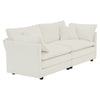 Chic White Chenille Loveseat with Pillows