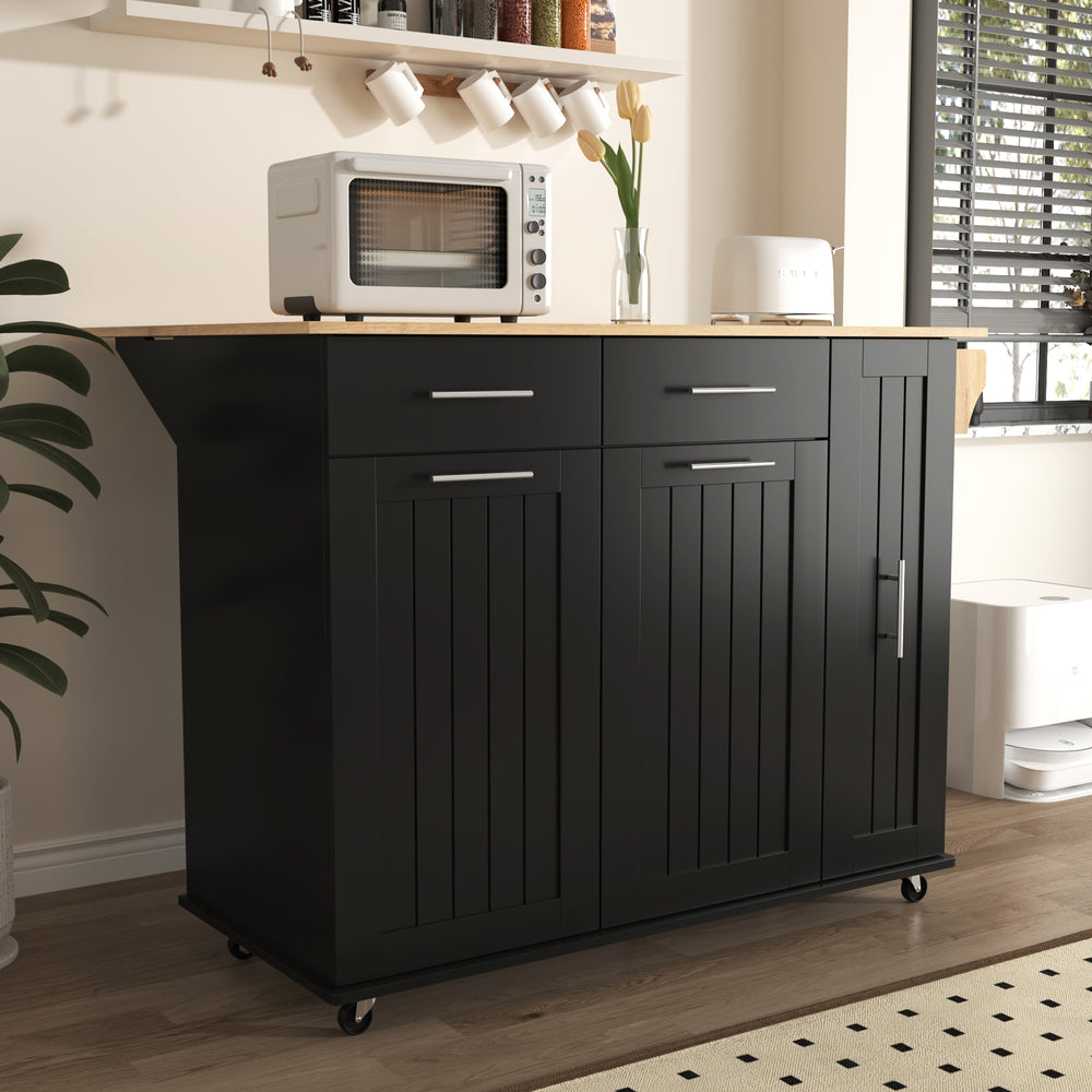 Versatile Rolling Kitchen Cart with Drop Leaf and Storage