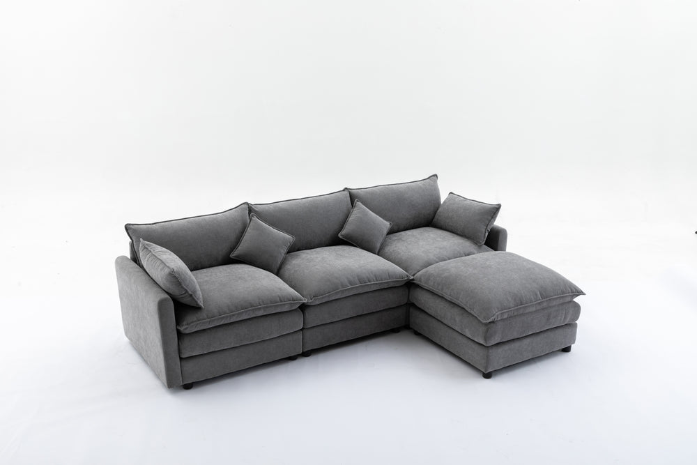 Chic Modular L-Shaped Sofa with Ottoman