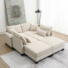 Cozy Corduroy Sectional Sofa Bed with Ottomans & Pillows