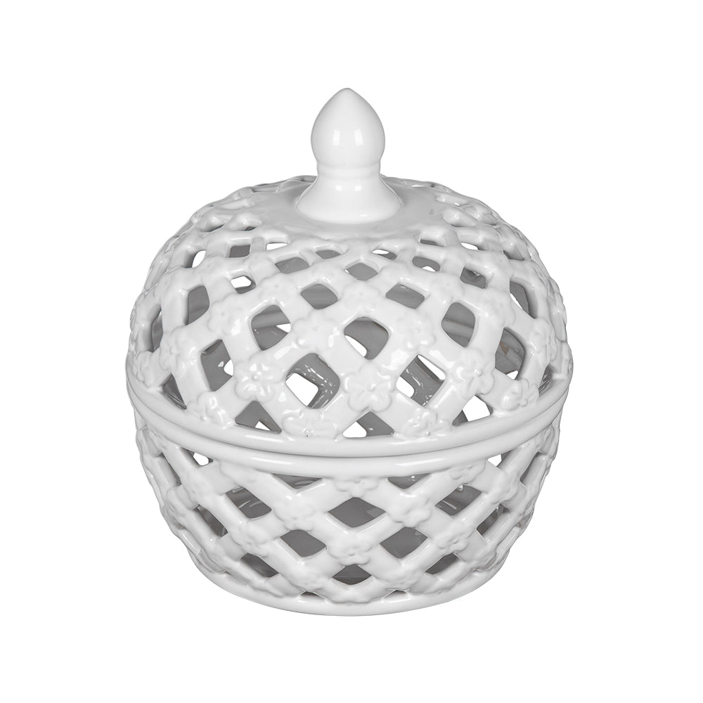 Chic Lattice Ceramic Storage Jar