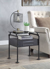 Sandy Gray Glass Nightstand