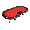 Sleek Red Aura Oval Poker Table with Stylish Curved Legs