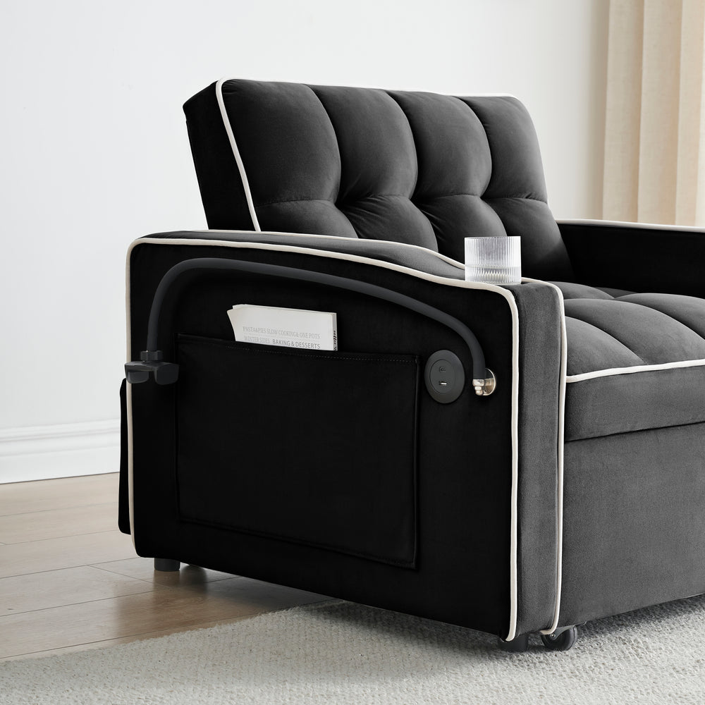 The Ultimate Velvet Sofa Bed: Stylish, Transformable Comfort with USB and Swivel Stand