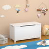 Whimsical White Wooden Toy Box with Safety Lid