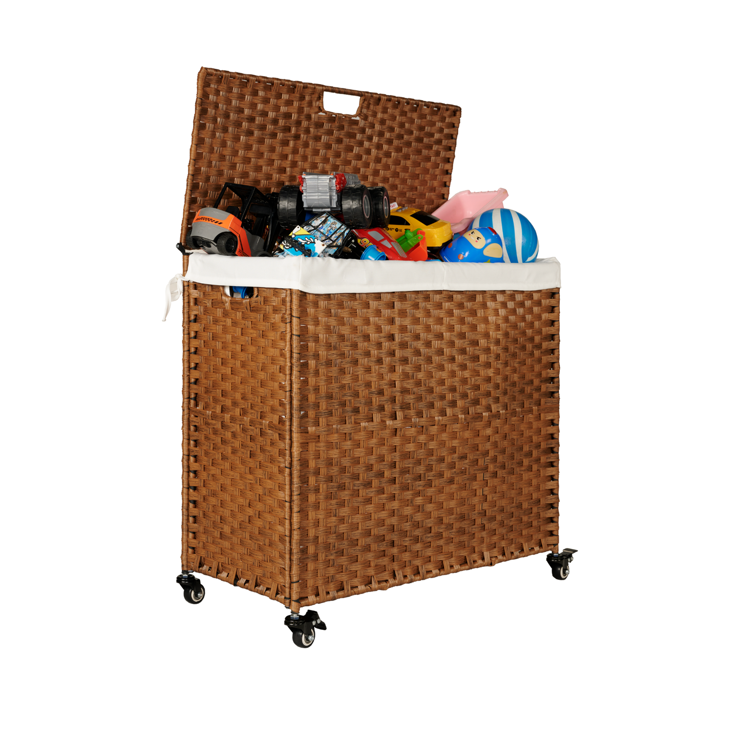 Stylish Brown Laundry Hamper with Lids and Wheels