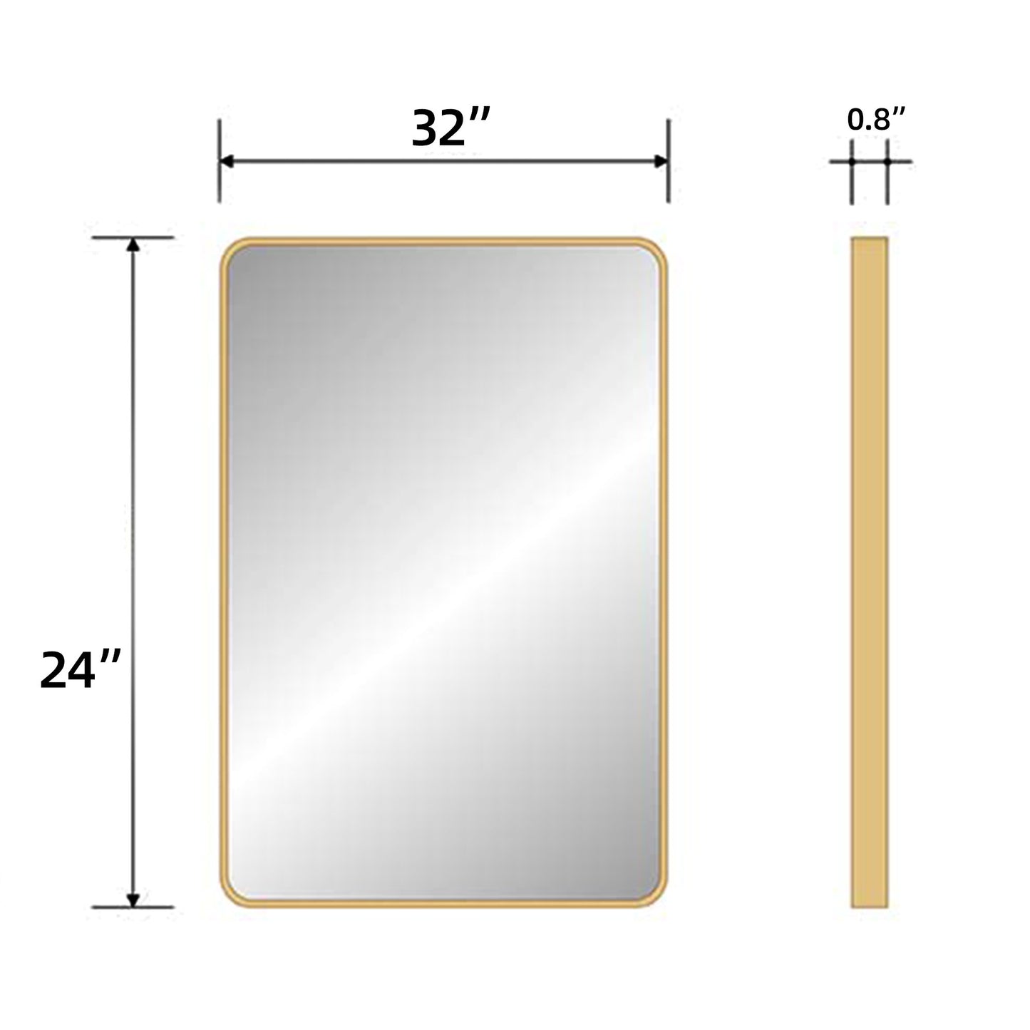 Glam Gold Rounded Corner Wall Mirror for a Modern Farmhouse Touch