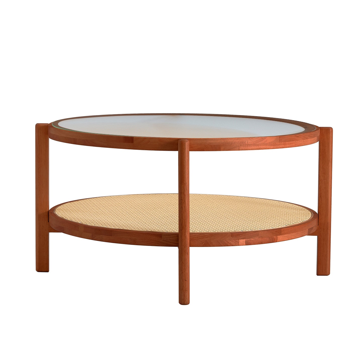 Chic Double-Layer Wood & Glass Coffee Table