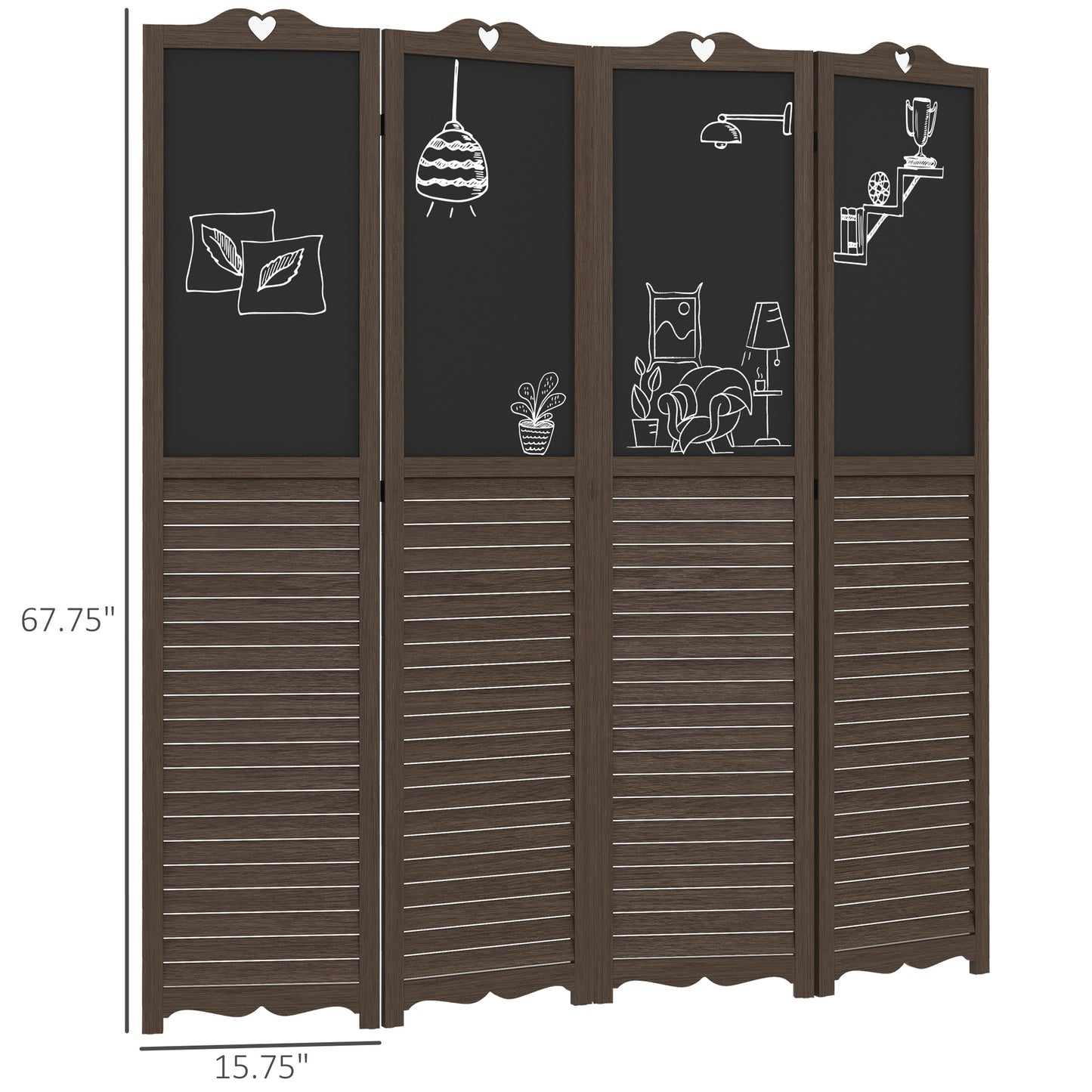 “Chic Walnut Room Divider with Blackboard”