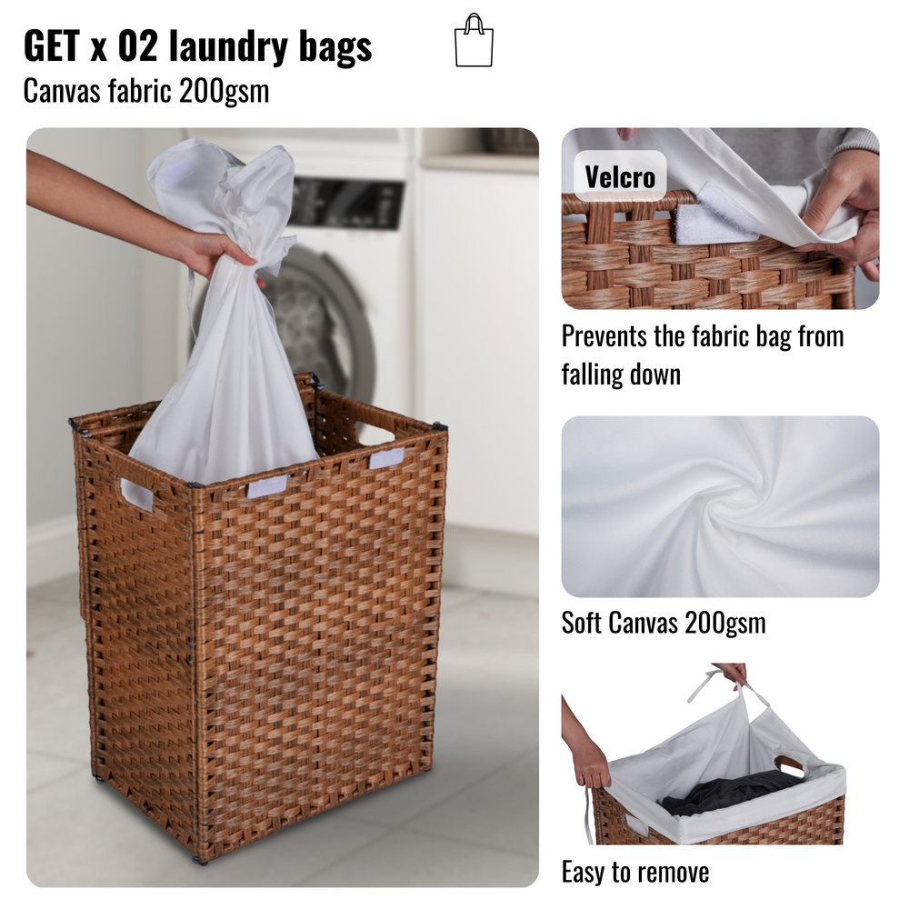 Stylish Lid Hamper with Removable Bags